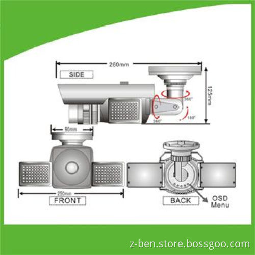 Color CCD Camera with Up to 600TVL High Resolution, 360° Rotating Bracket and Concealed Cable